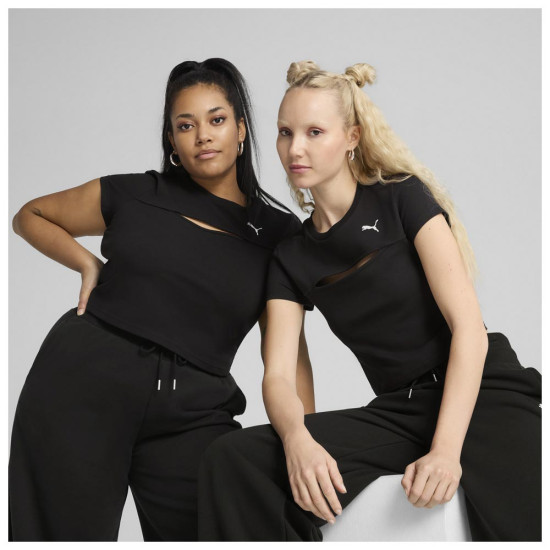 Puma Γυναικεία κοντομάνικη μπλούζα Wardrobe Essentials Cut-Out Baby Tee